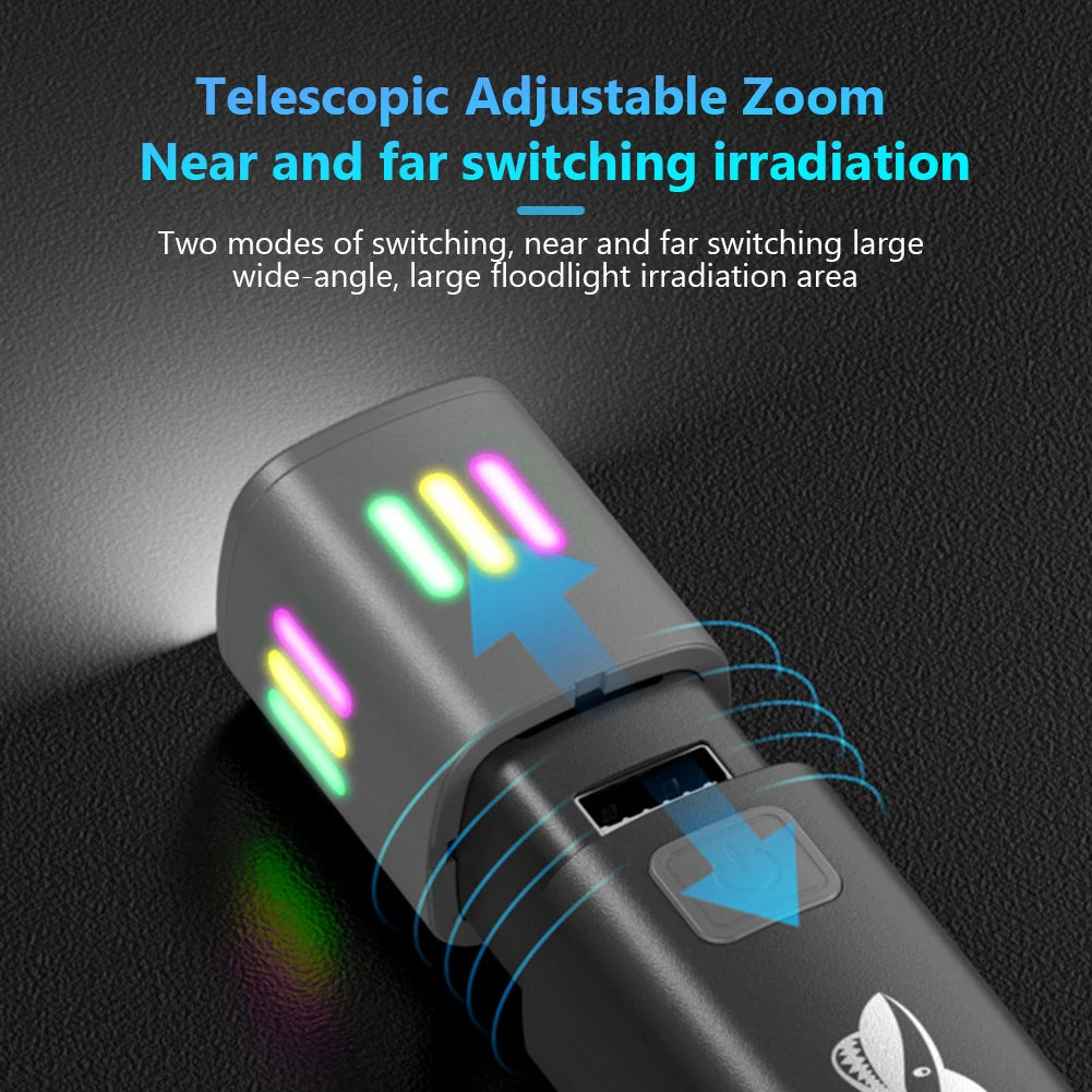 XPE+COB LED Zoomable Flashlight with Side Floodlight XPE+COB LED Zoomable Flashlight with Side Floodlight