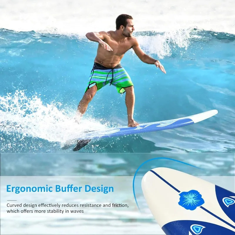 GYMAX Surfboard, 6' Body Board with Removable Fins & Protective Leash, Non-Slip Surfing Board for Surfing, Fishing Water Yoga GYMAX Surfboard, 6' Body Board with Removable Fins & Protective Leash, Non-Slip Surfing Board for Surfing, Fishing Water Yoga