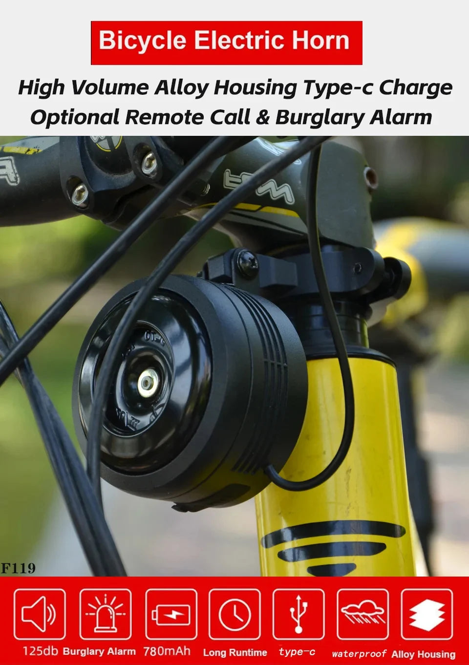 FEDOG Electric Bike Horn & Anti-Theft Alarm FEDOG Electric Bike Horn & Anti-Theft Alarm