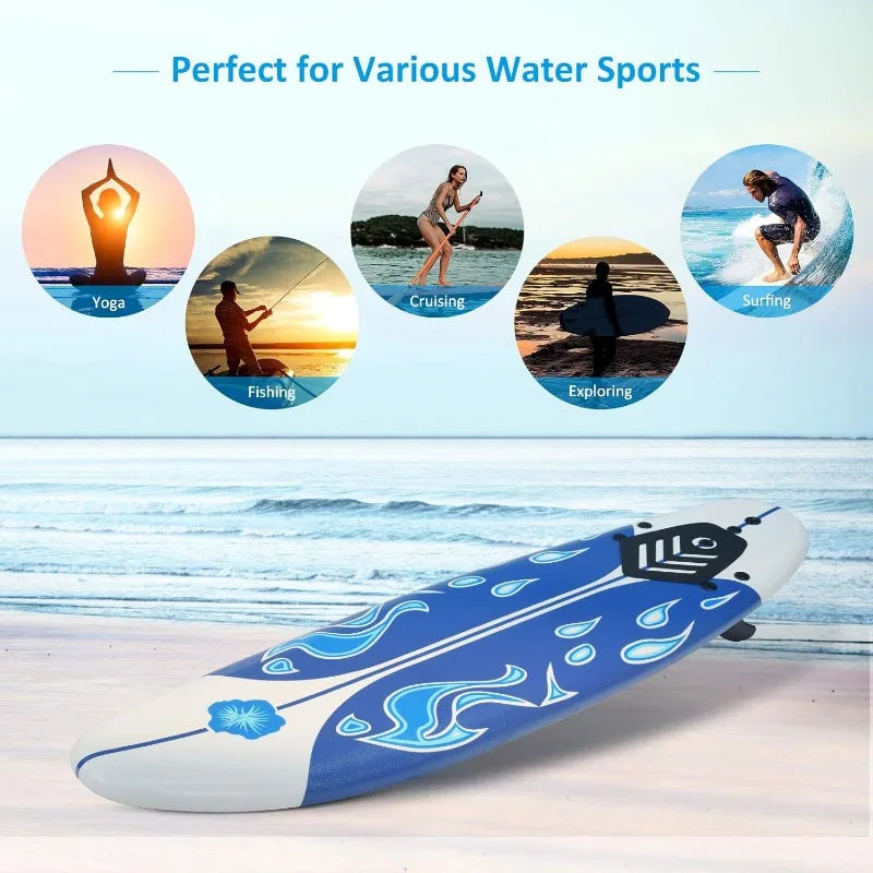 GYMAX Surfboard, 6' Body Board with Removable Fins & Protective Leash, Non-Slip Surfing Board for Surfing, Fishing Water Yoga GYMAX Surfboard, 6' Body Board with Removable Fins & Protective Leash, Non-Slip Surfing Board for Surfing, Fishing Water Yoga
