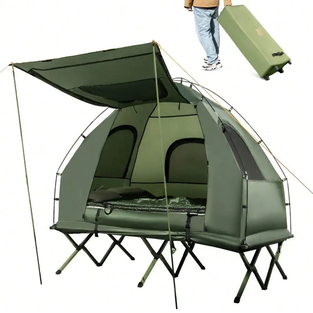 2-Person Compact Portable Pop-Up Tent/Camping Cot w/ Air Mattress & Sleeping Bag 2-Person Compact Portable Pop-Up Tent/Camping Cot w/ Air Mattress & Sleeping Bag