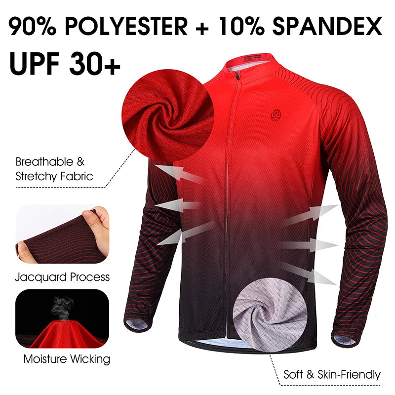 WEST BIKING Long Sleeve Cycling Jersey – Men’s Racing Shirt