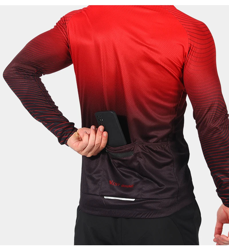WEST BIKING Long Sleeve Cycling Jersey – Men’s Racing Shirt