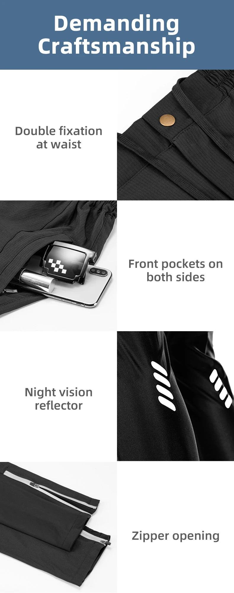 ROCKBROS Lightweight Cycling Pants – Breathable & Reflective