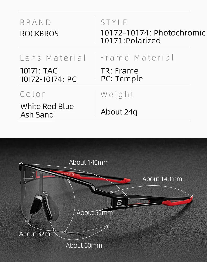 ROCKBROS Photochromic Polarized Cycling Glasses