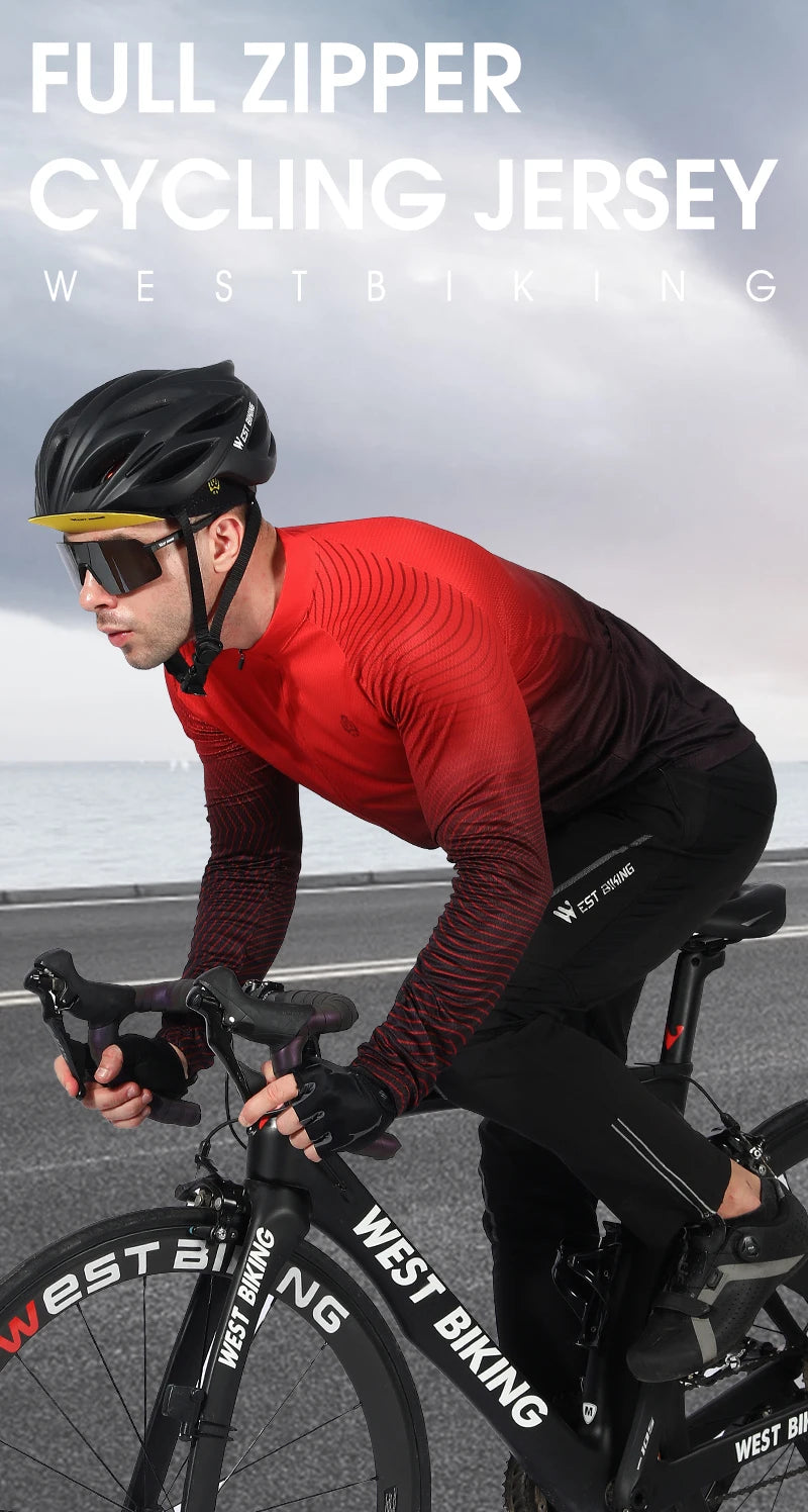 WEST BIKING Long Sleeve Cycling Jersey – Men’s Racing Shirt
