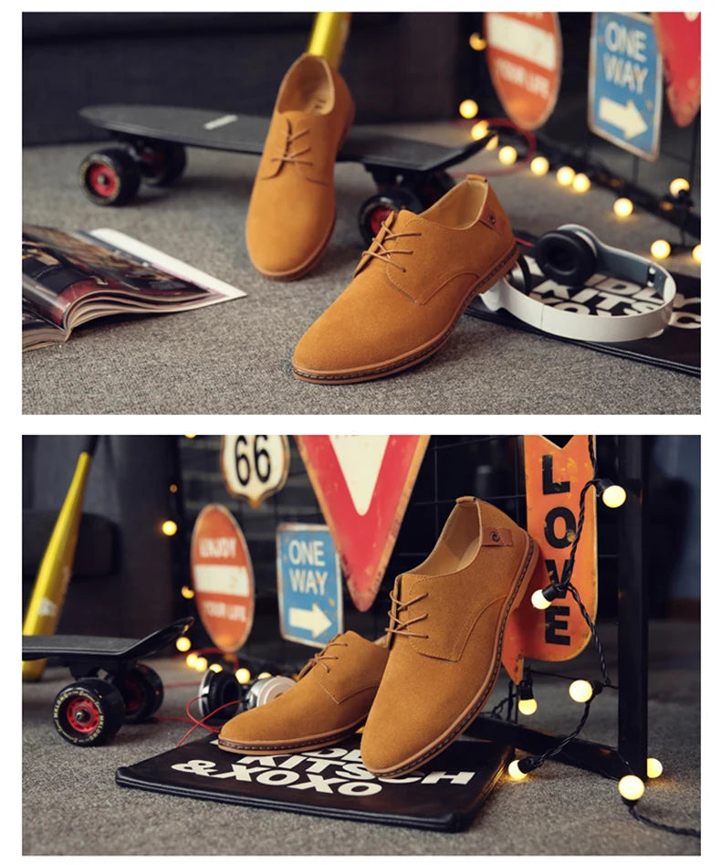 2024 Men’s Suede Oxford Shoes – Casual Dress Flats