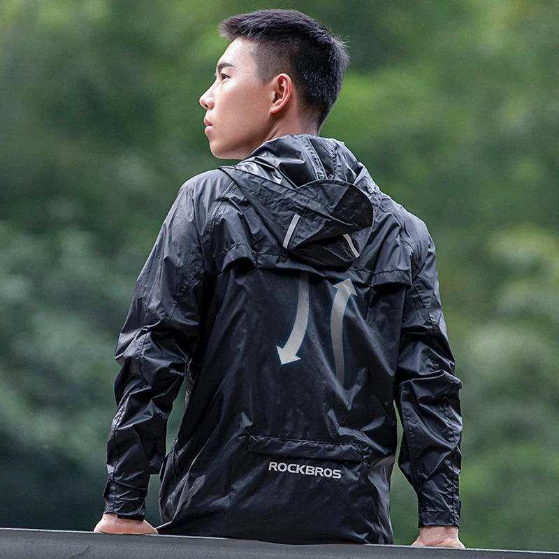ROCKBROS Waterproof Cycling Jacket – Reflective & Hooded