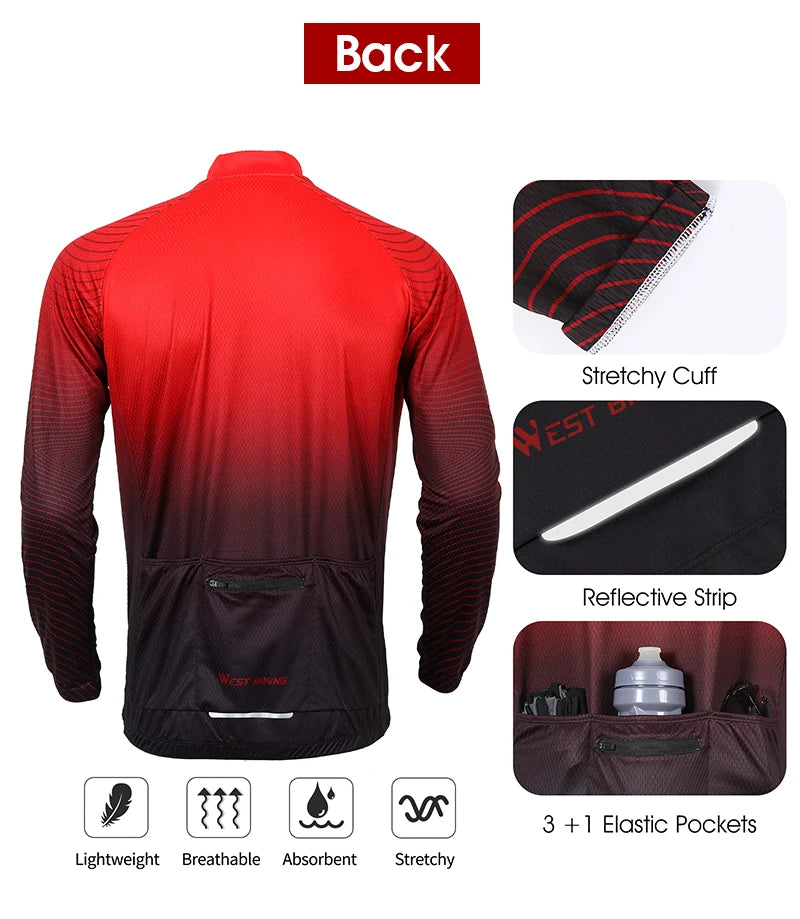 WEST BIKING Long Sleeve Cycling Jersey – Men’s Racing Shirt