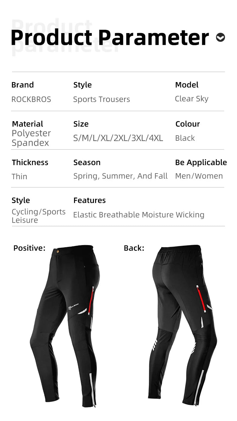 ROCKBROS Lightweight Cycling Pants – Breathable & Reflective