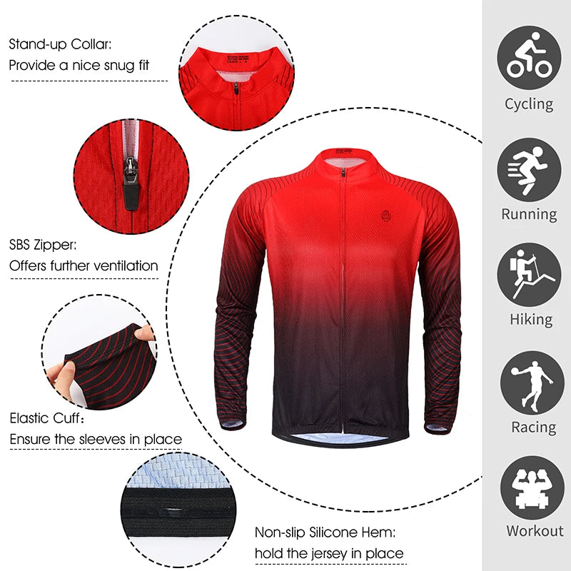 WEST BIKING Long Sleeve Cycling Jersey – Men’s Racing Shirt