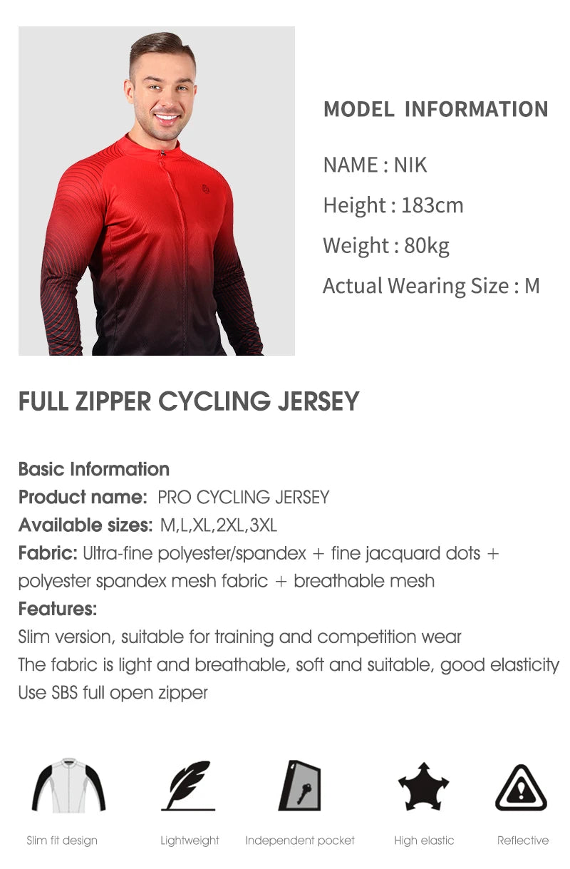 WEST BIKING Long Sleeve Cycling Jersey – Men’s Racing Shirt