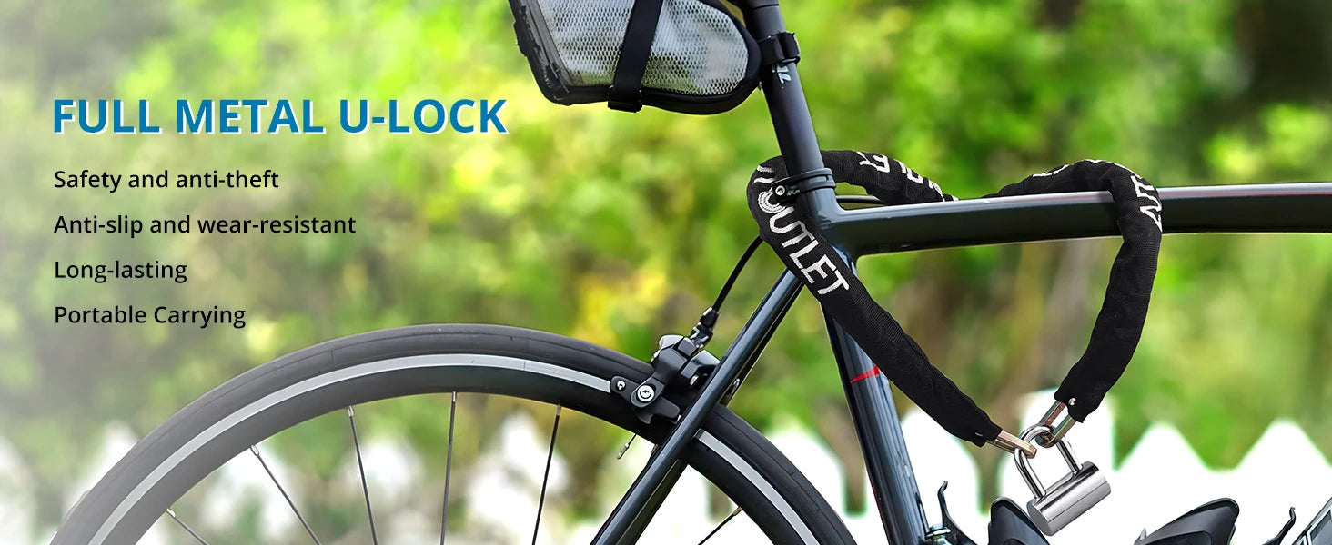 AUTOUTLET U-Lock Chain Set for Motorcycle & Bicycle