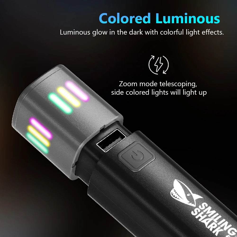 XPE+COB LED Zoomable Flashlight with Side Floodlight