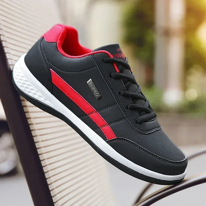 Men’s Leather Lace-Up Sneakers – Waterproof & Vulcanized