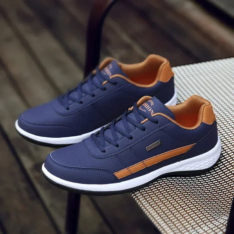 Men’s Leather Lace-Up Sneakers – Waterproof & Vulcanized