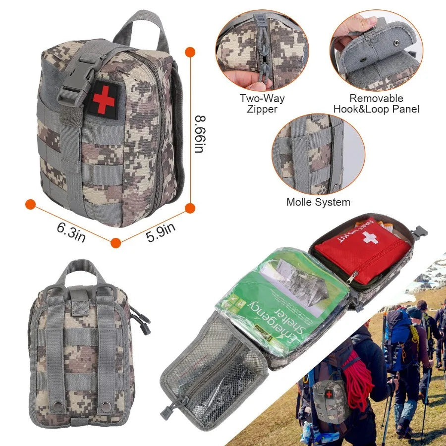 125Pcs Emergency Survival & First Aid Kit for Outdoors