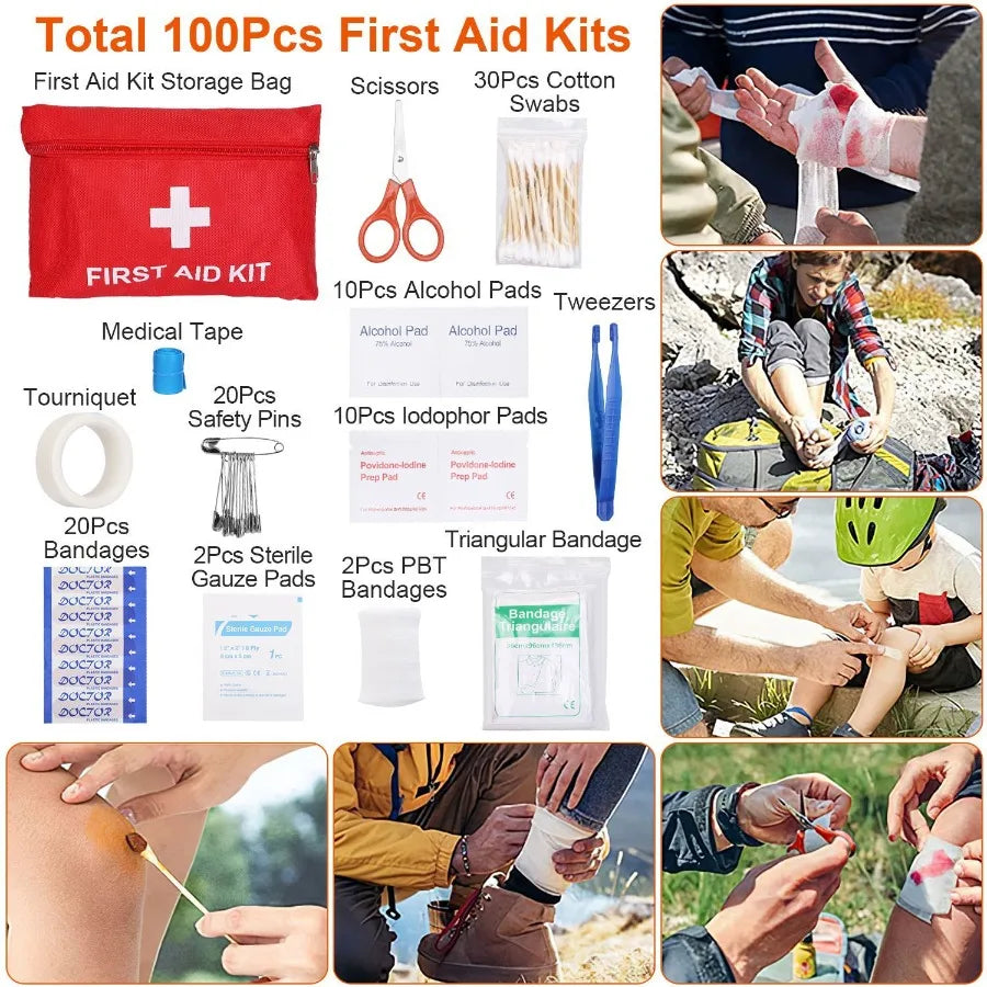 125Pcs Emergency Survival & First Aid Kit for Outdoors