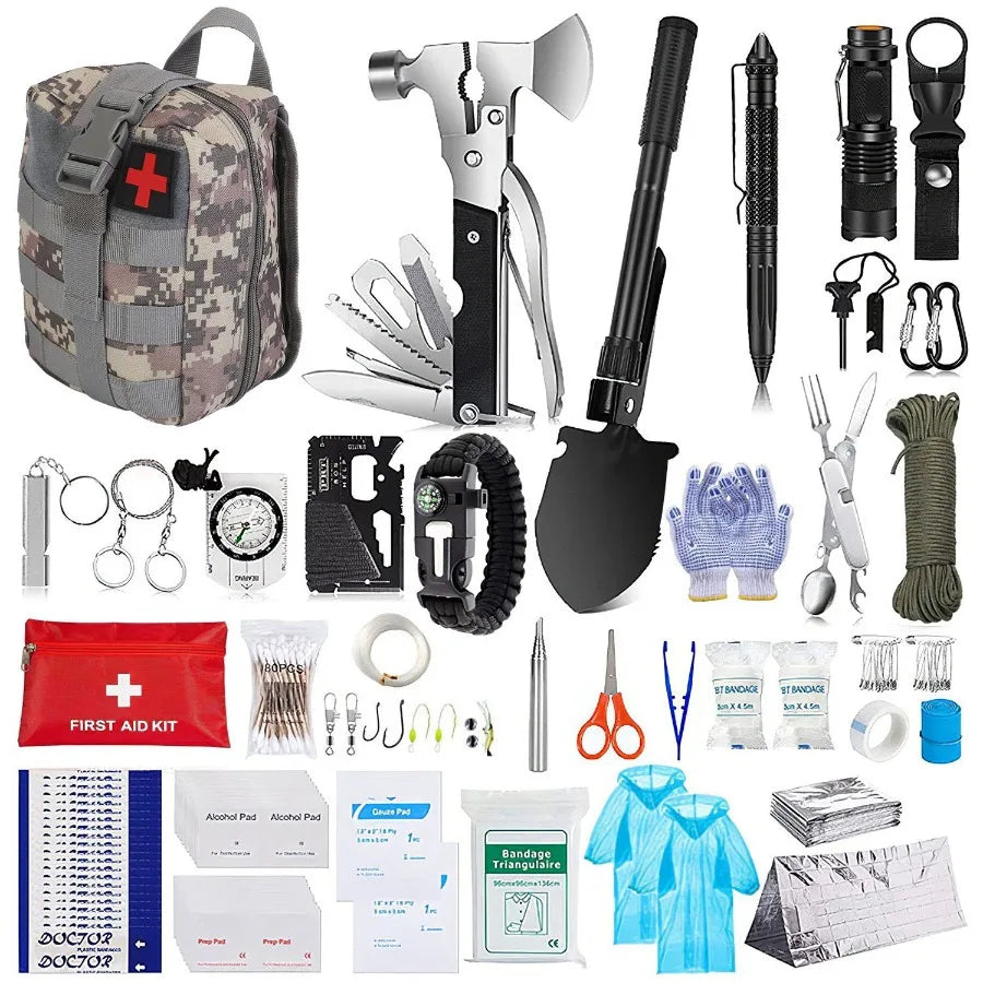 125Pcs Emergency Survival & First Aid Kit for Outdoors