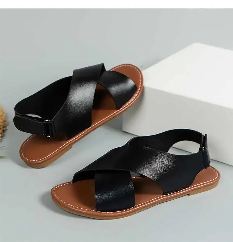 2025 Women’s Summer Flat Sandals – Soft PU Leather