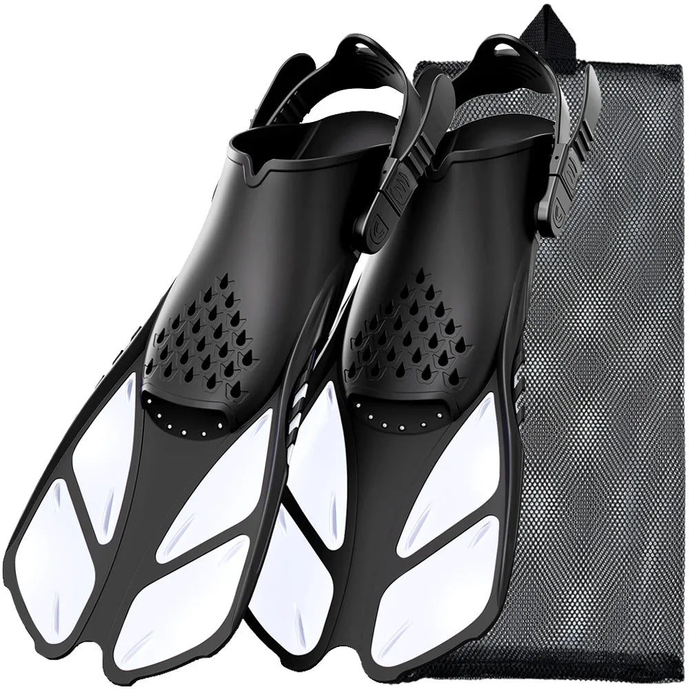 Adjustable Short Snorkel Fins – Open Heel Swim Flippers