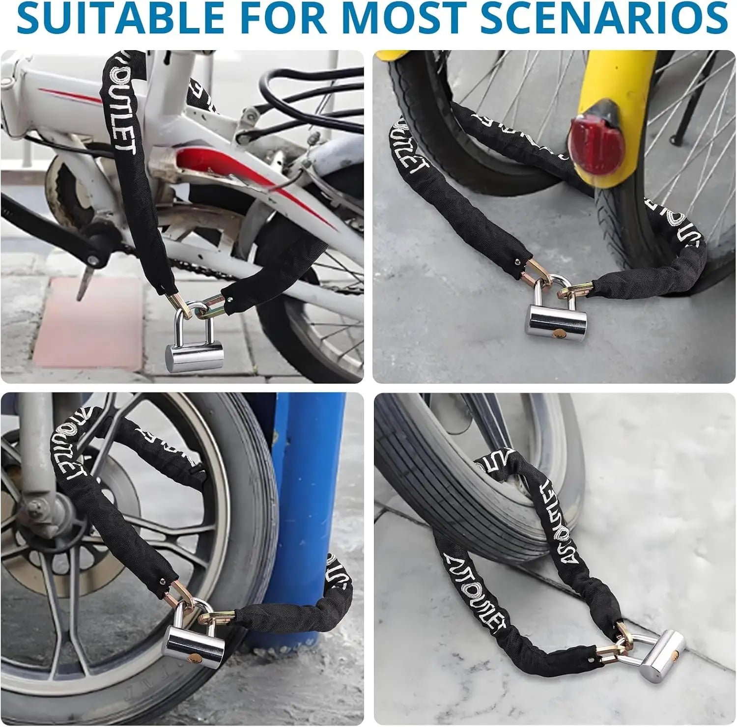 AUTOUTLET U-Lock Chain Set for Motorcycle & Bicycle