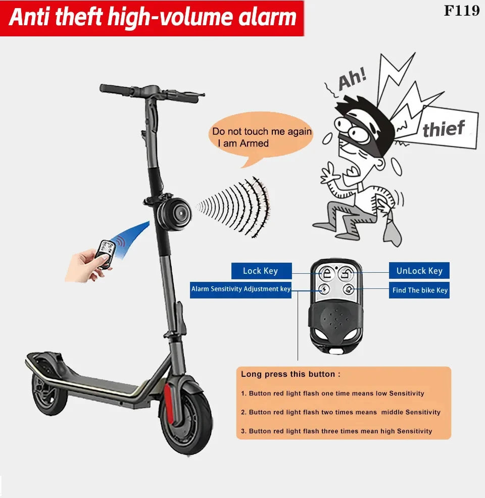 FEDOG Electric Bike Horn & Anti-Theft Alarm