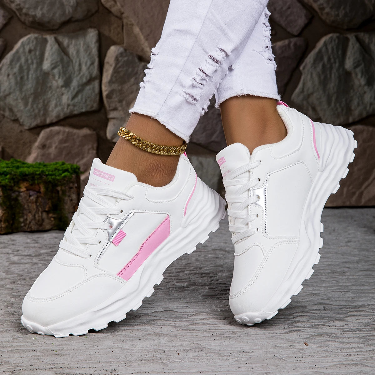 Women’s Lace-Up Sneakers – Breathable Running & Walking Shoes