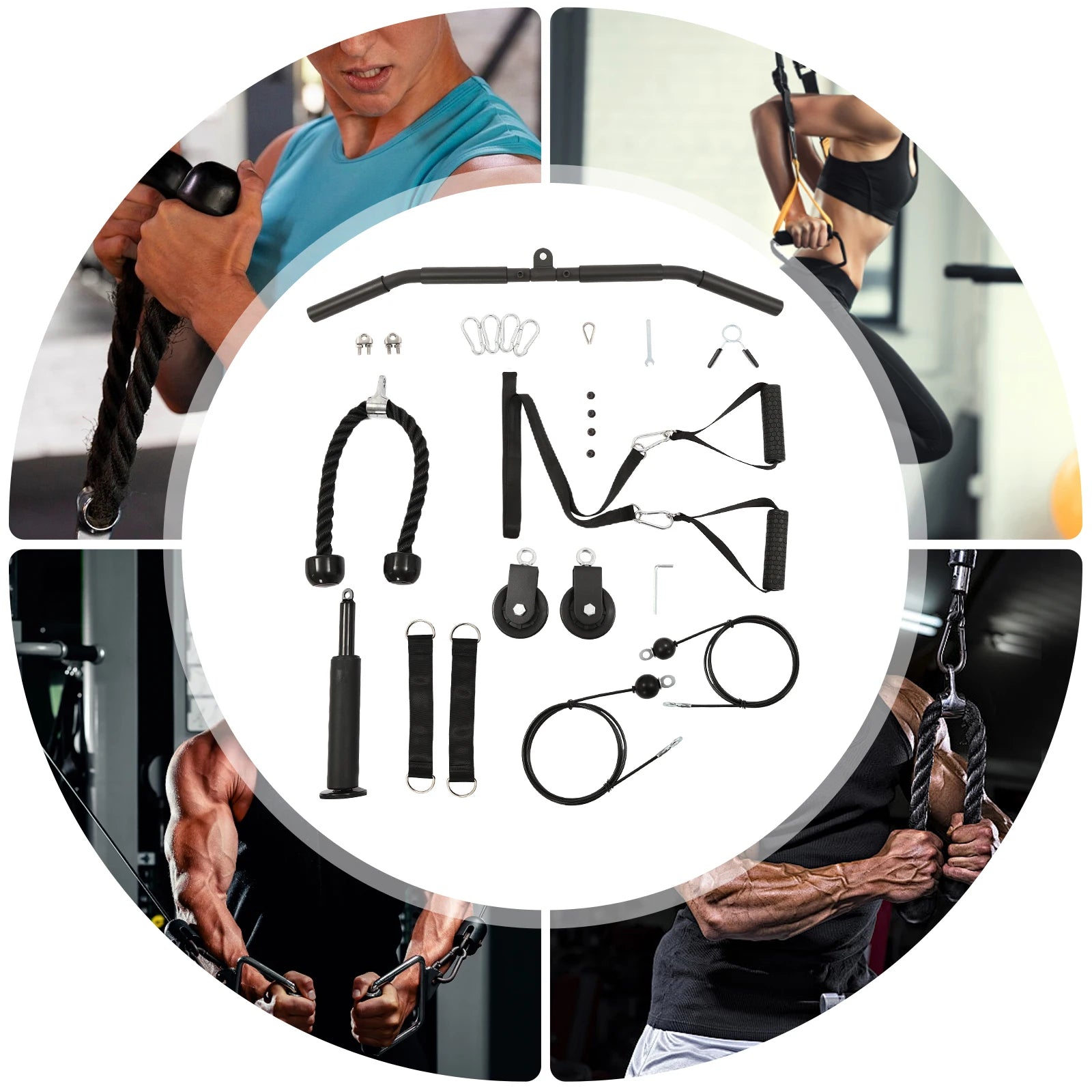 Adjustable Cable Pulley System – Home Gym Fitness Equipment