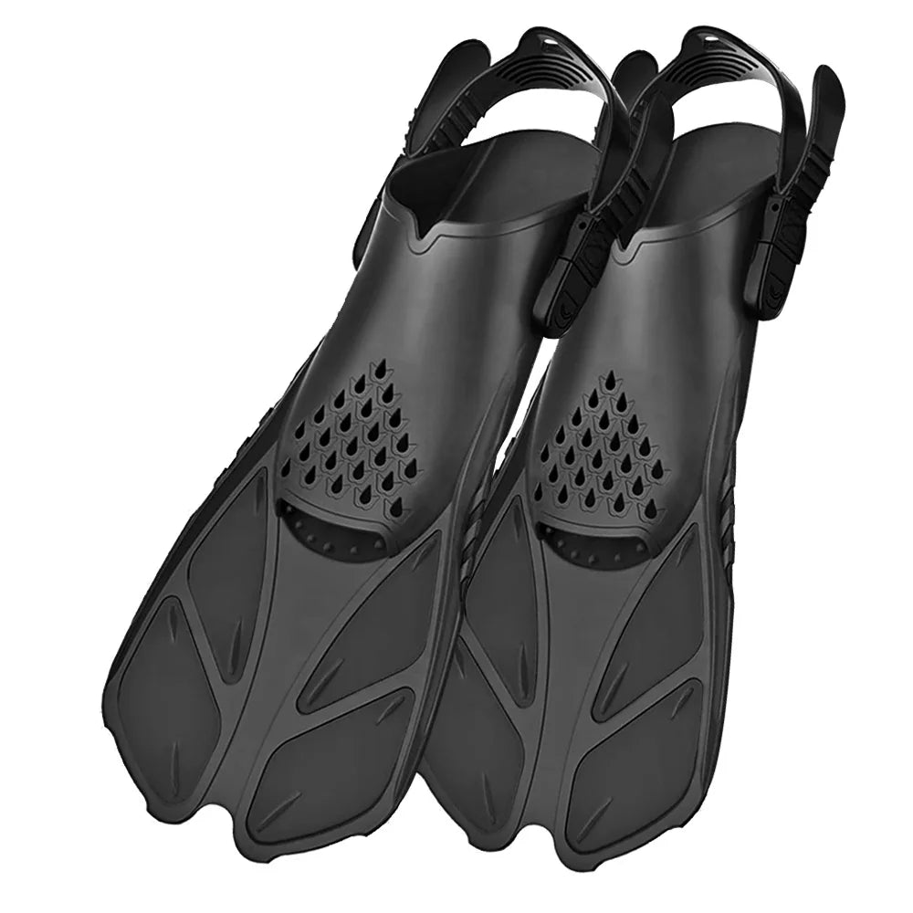 Adjustable Short Snorkel Fins – Open Heel Swim Flippers