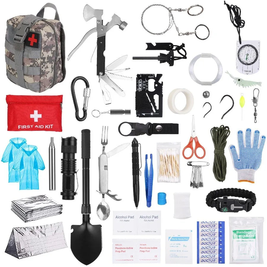 125Pcs Emergency Survival & First Aid Kit for Outdoors