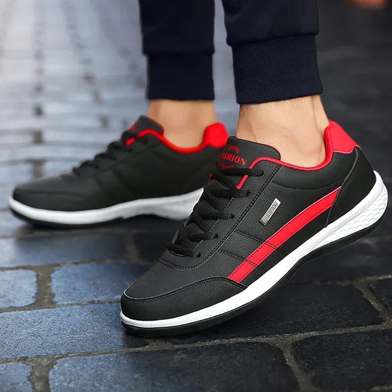 Men’s Leather Lace-Up Sneakers – Waterproof & Vulcanized