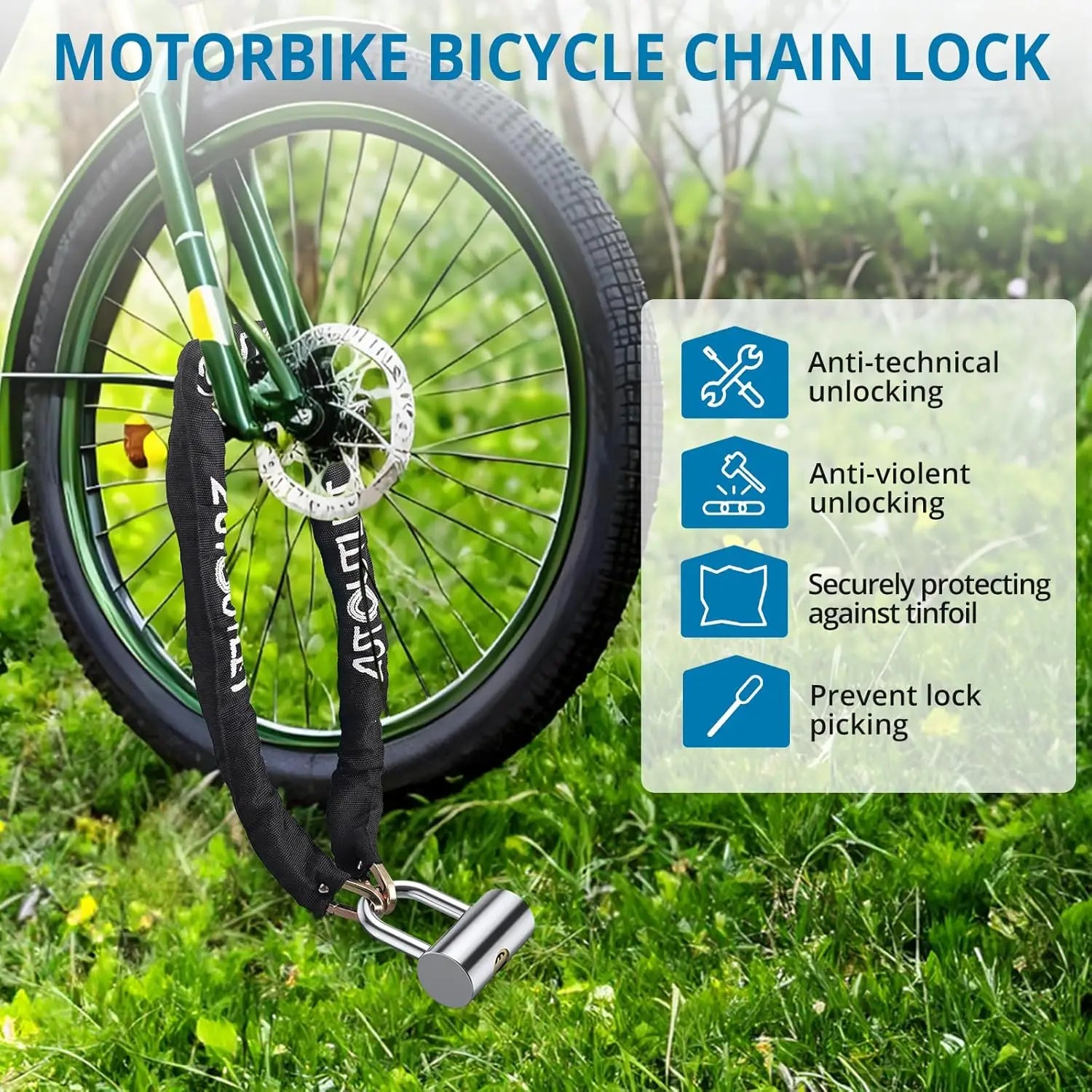 AUTOUTLET U-Lock Chain Set for Motorcycle & Bicycle
