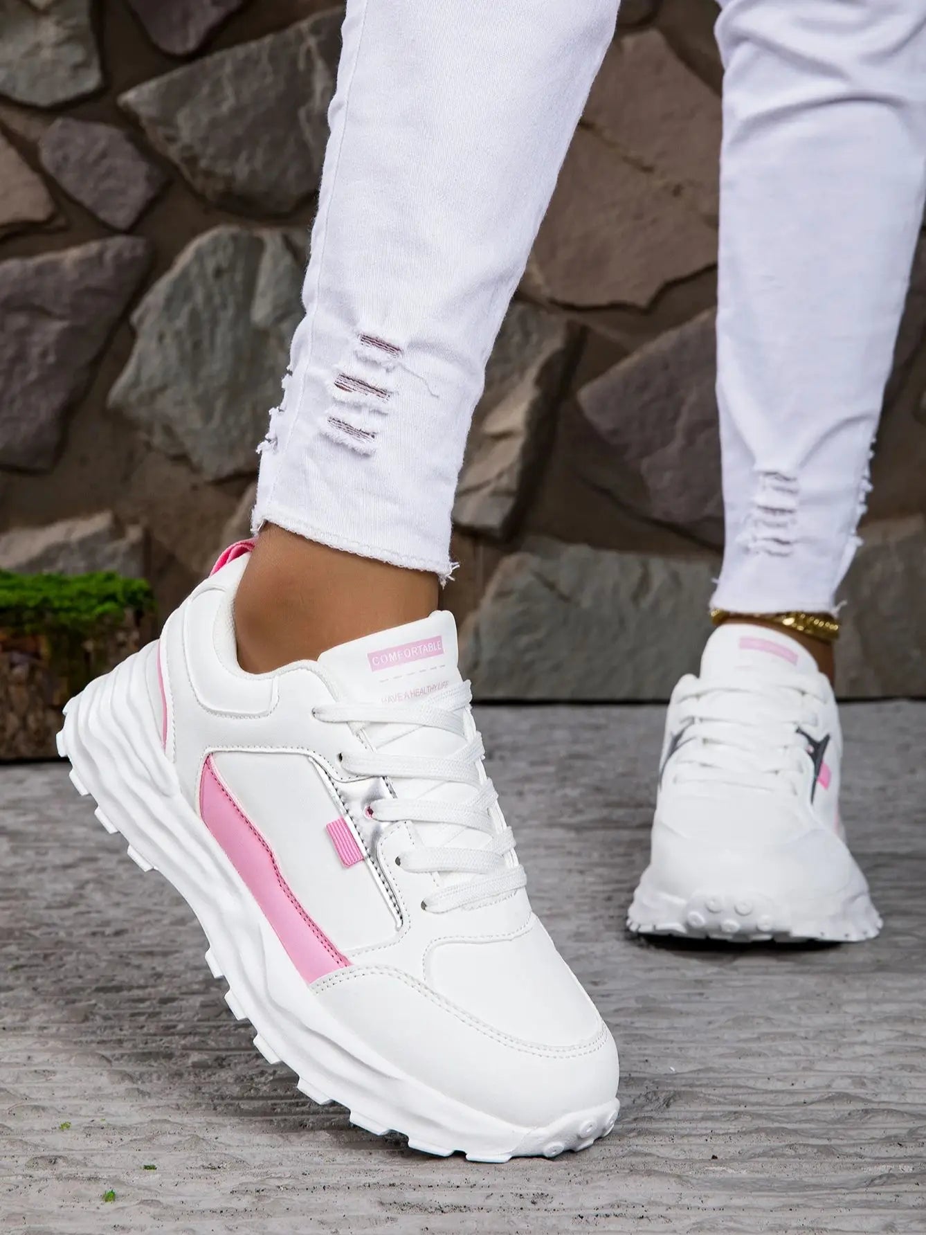 Women’s Lace-Up Sneakers – Breathable Running & Walking Shoes