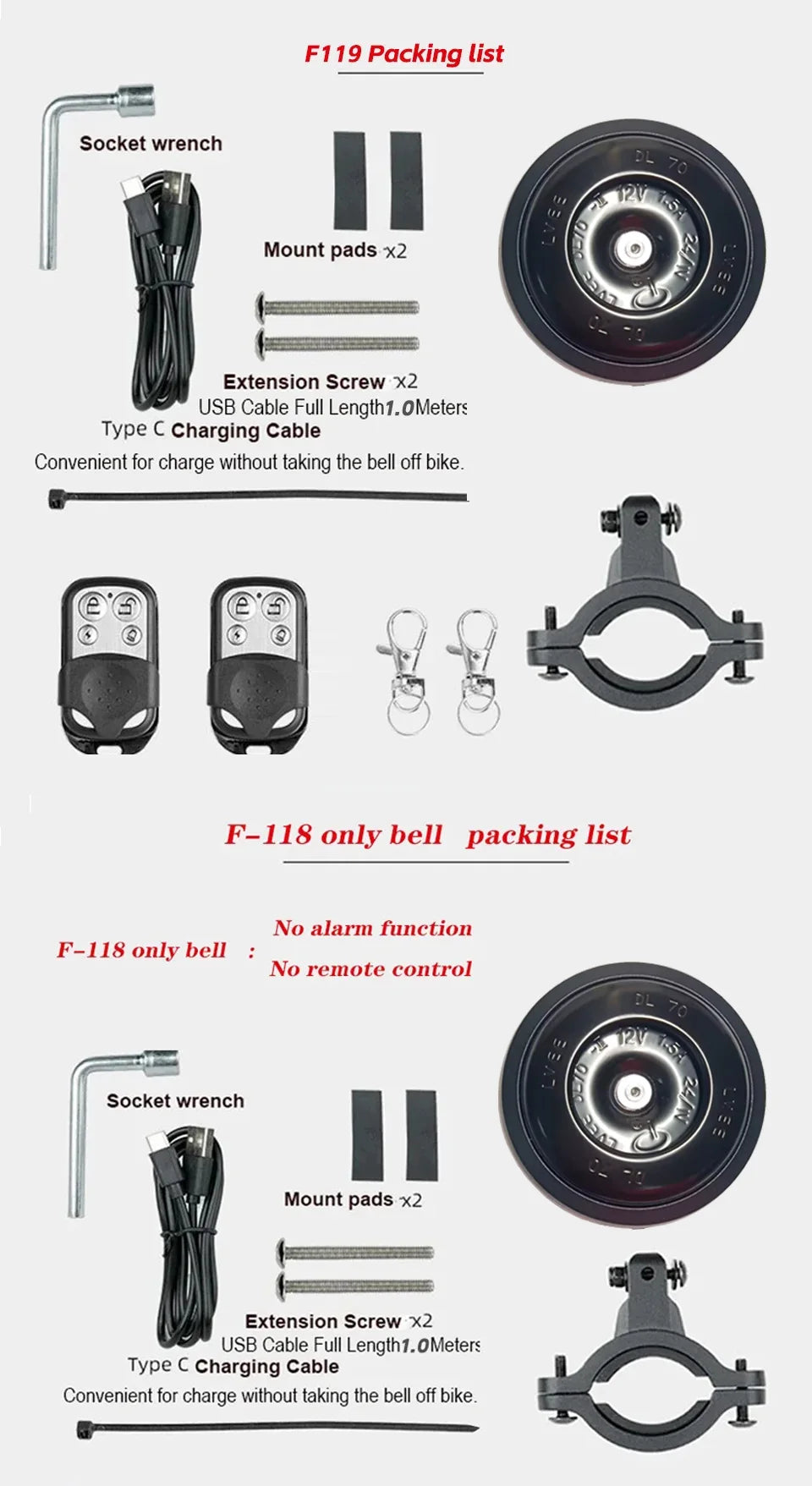 FEDOG Electric Bike Horn & Anti-Theft Alarm