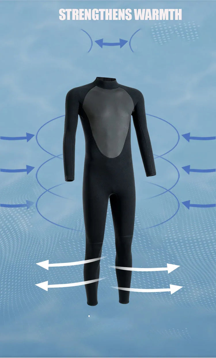 3mm Men’s Neoprene Full Wetsuit for Diving & Surfing