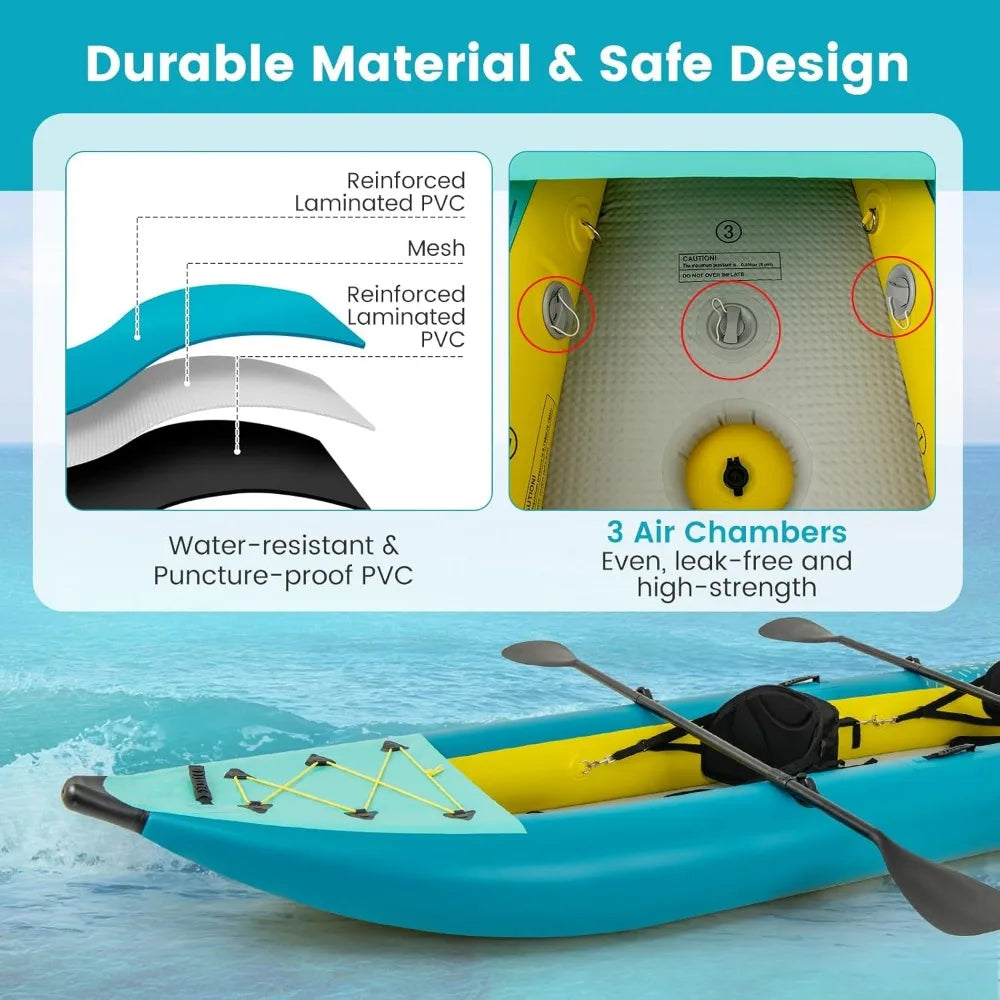 12.5 Ft Inflatable Tandem Kayak – 2-Person with Drop-Stitch Floor