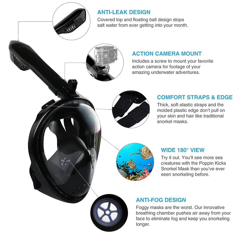 Full Face Anti-Fog Snorkeling Mask for Adults & Kids