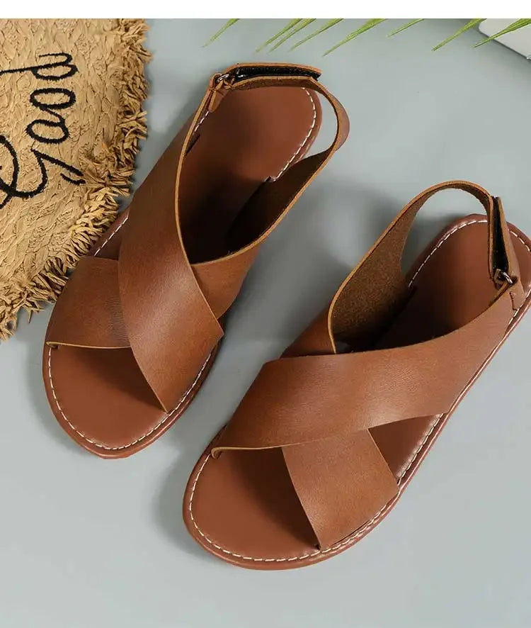 2025 Women’s Summer Flat Sandals – Soft PU Leather