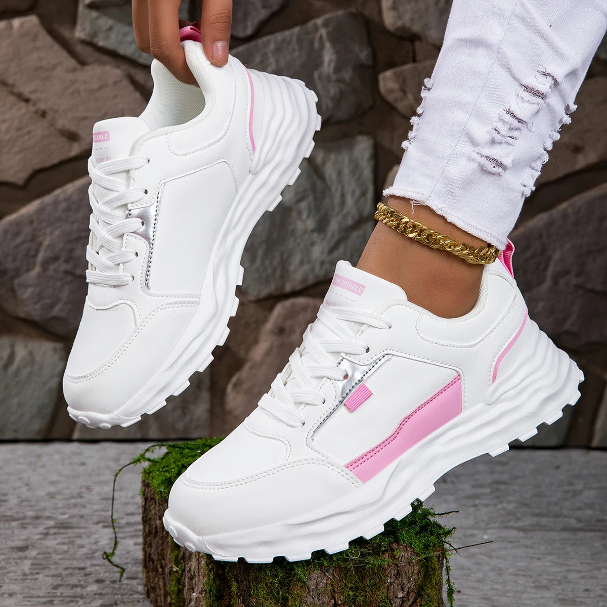 Women’s Lace-Up Sneakers – Breathable Running & Walking Shoes