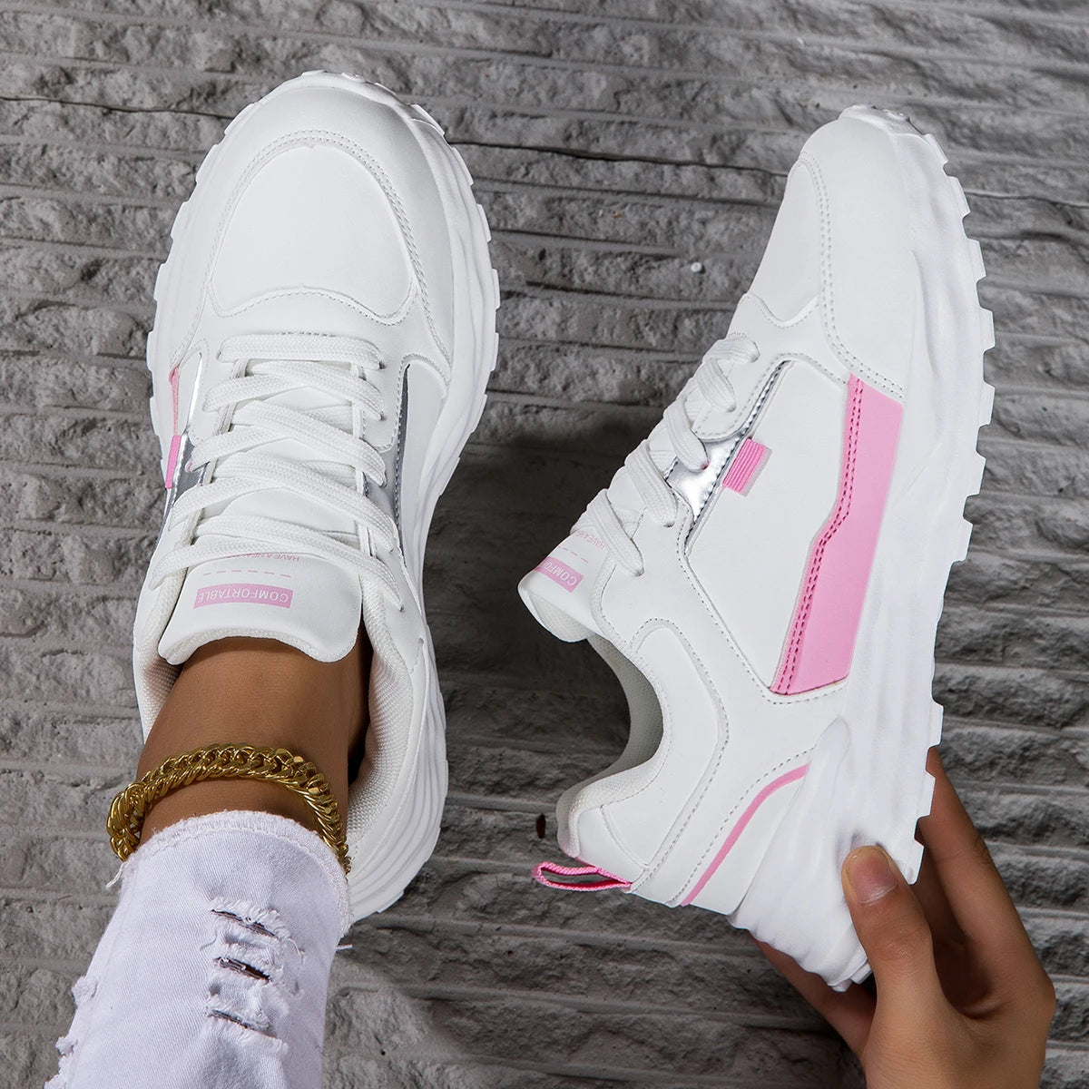 Women’s Lace-Up Sneakers – Breathable Running & Walking Shoes