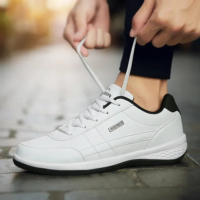 Men’s Leather Lace-Up Sneakers – Waterproof & Vulcanized
