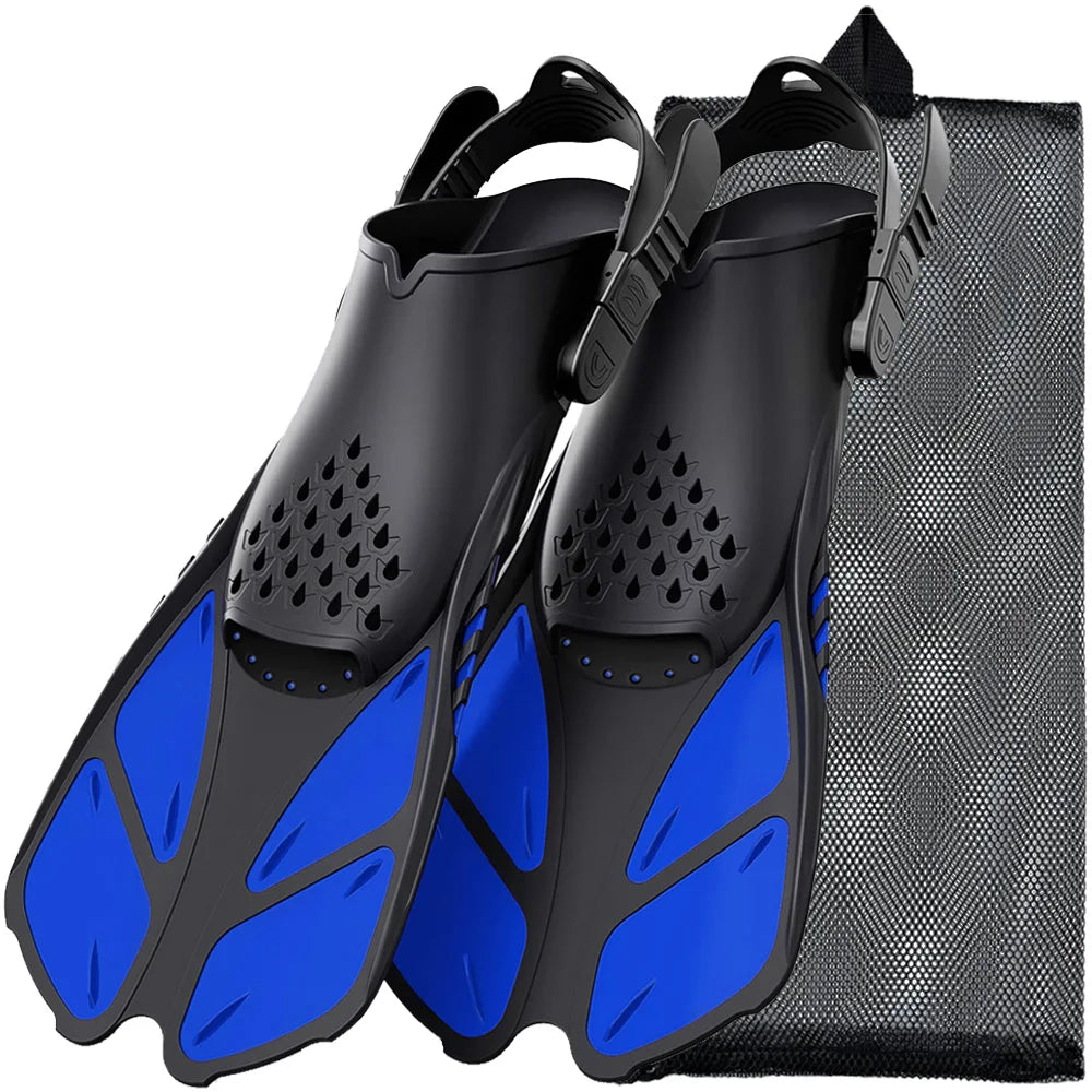 Adjustable Short Snorkel Fins – Open Heel Swim Flippers