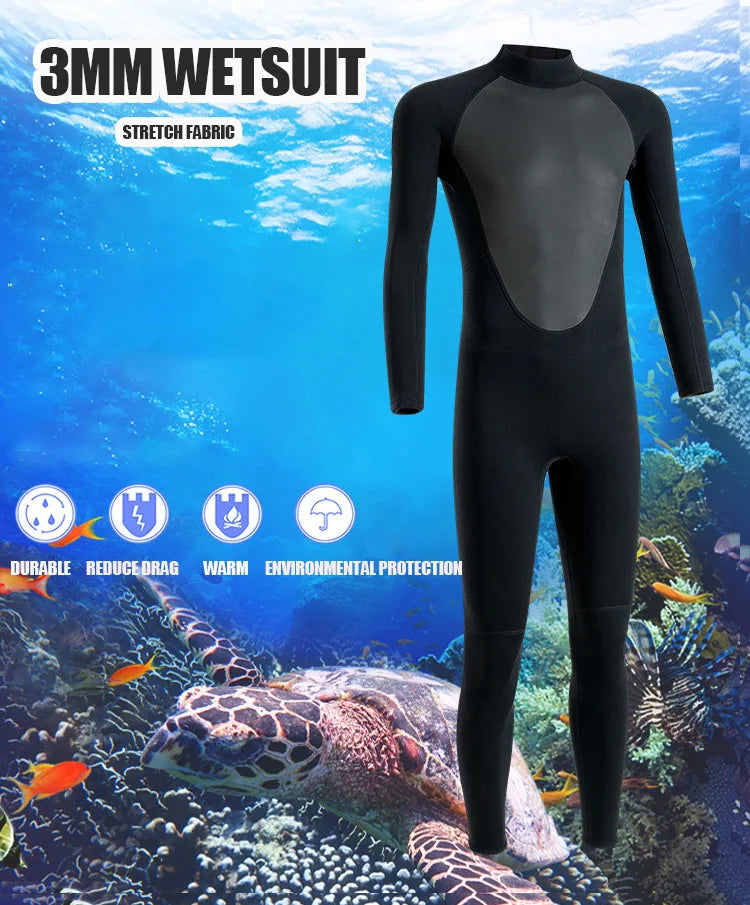 3mm Men’s Neoprene Full Wetsuit for Diving & Surfing