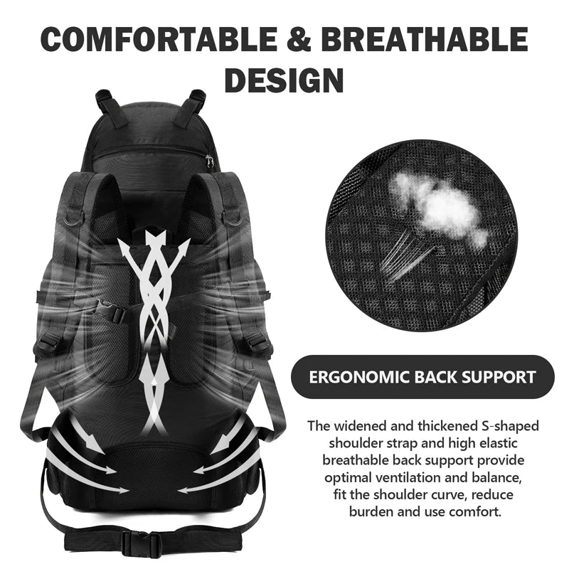 90L Waterproof Hiking Camping Backpack – Large Outdoor Rucksack