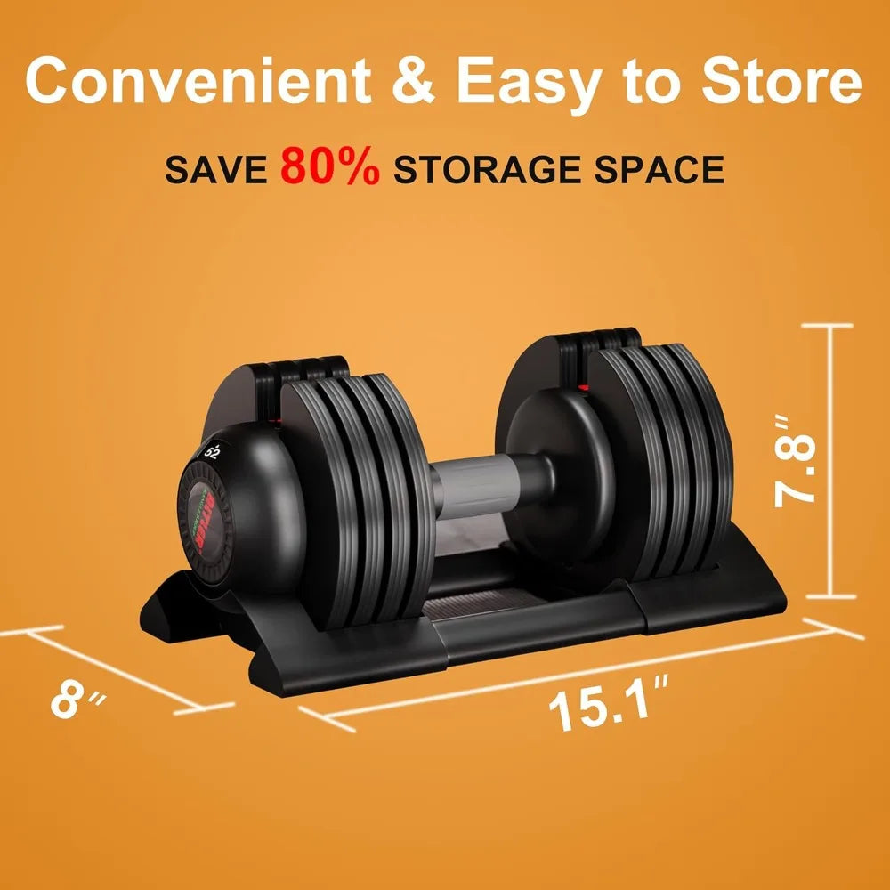 Adjustable Dumbbell Set with Tray – 22lbs/44lbs/52lbs