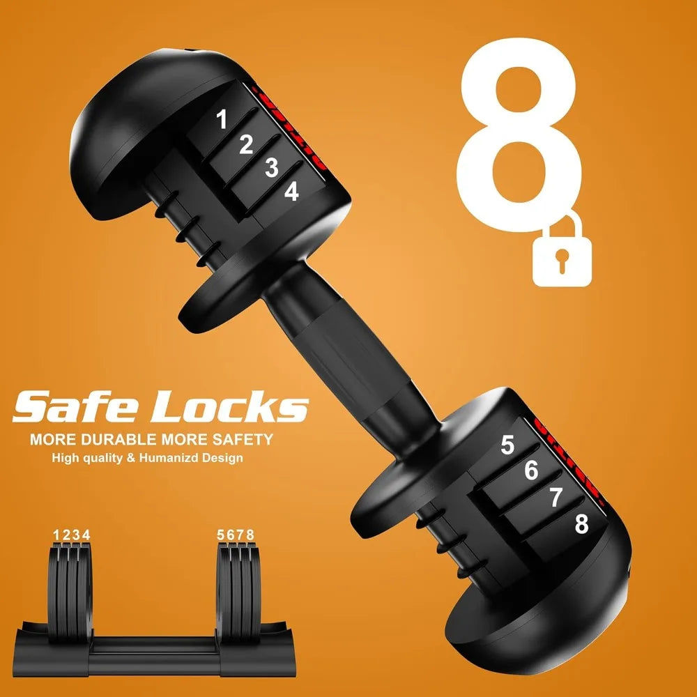 Adjustable Dumbbell Set with Tray – 22lbs/44lbs/52lbs