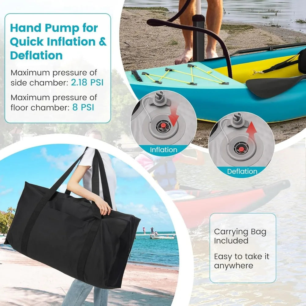 12.5 Ft Inflatable Tandem Kayak – 2-Person with Drop-Stitch Floor