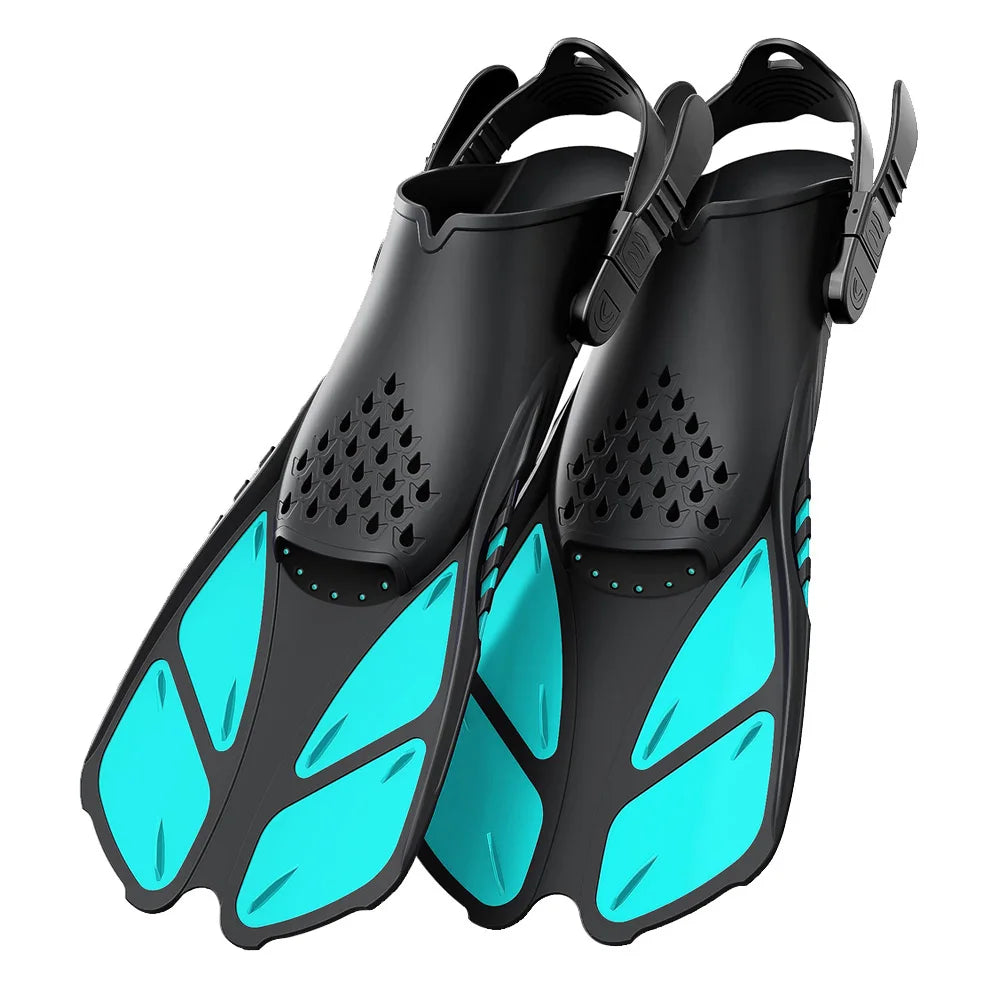 Adjustable Short Snorkel Fins – Open Heel Swim Flippers