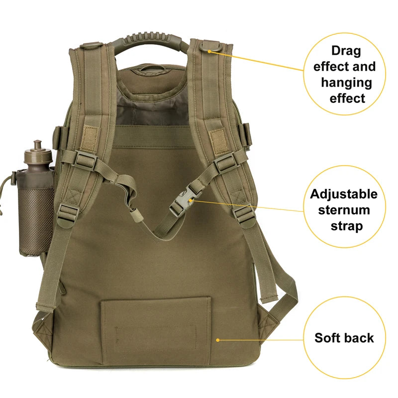 65L Tactical Hiking Backpack – Military Outdoor Rucksack